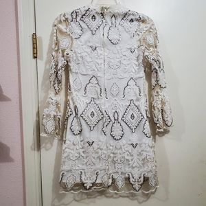 Sz 12 girls dressy cream colored lace dress